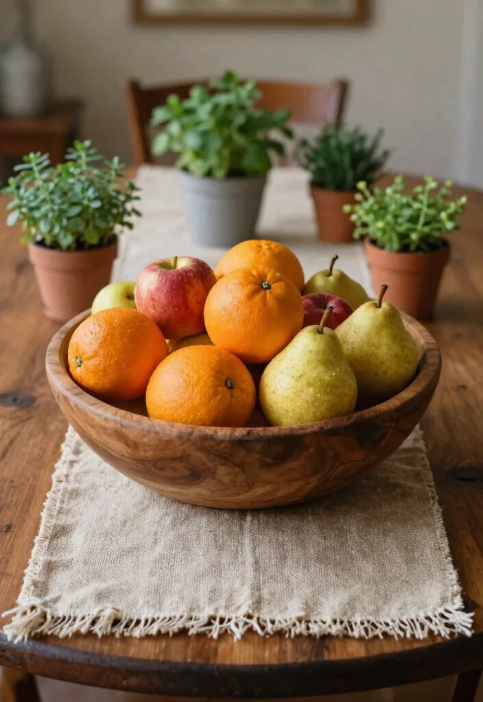 12 Round Farmhouse Table Ideas for Small Dining Rooms - 3. Seasonal Fruit Basket 1