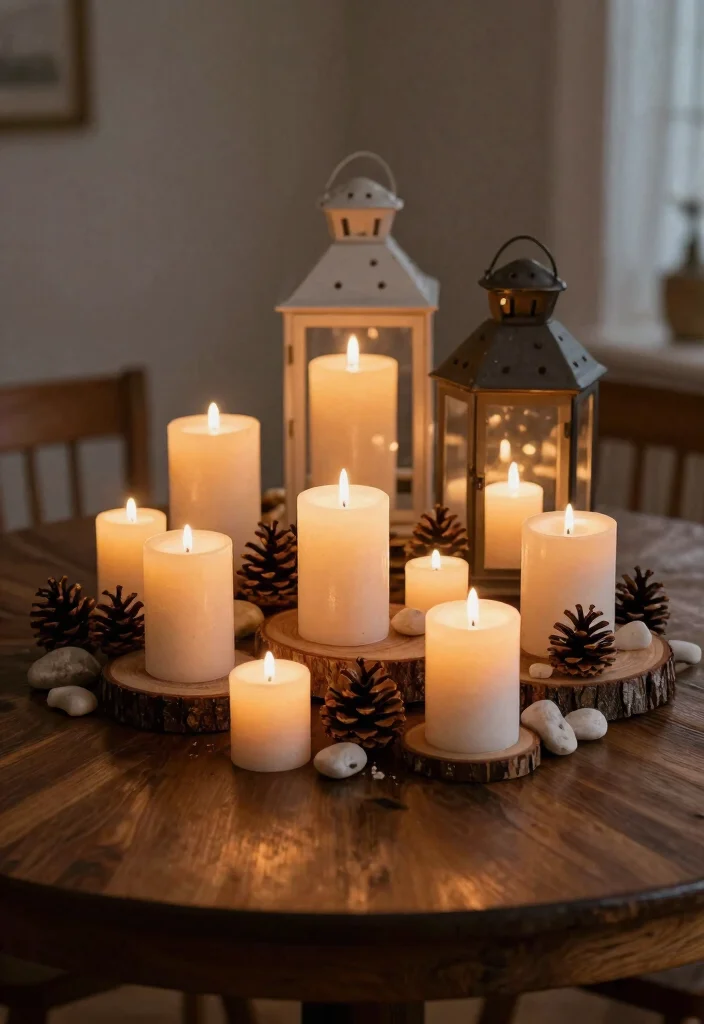 12 Round Farmhouse Table Ideas for Small Dining Rooms - 4. Simple Candle Displays 1