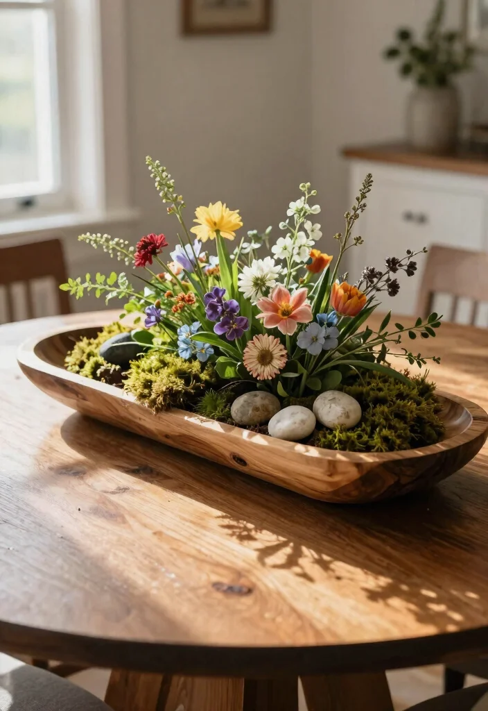 12 Round Farmhouse Table Ideas for Small Dining Rooms - 7. Nature-Inspired Centerpiece 1