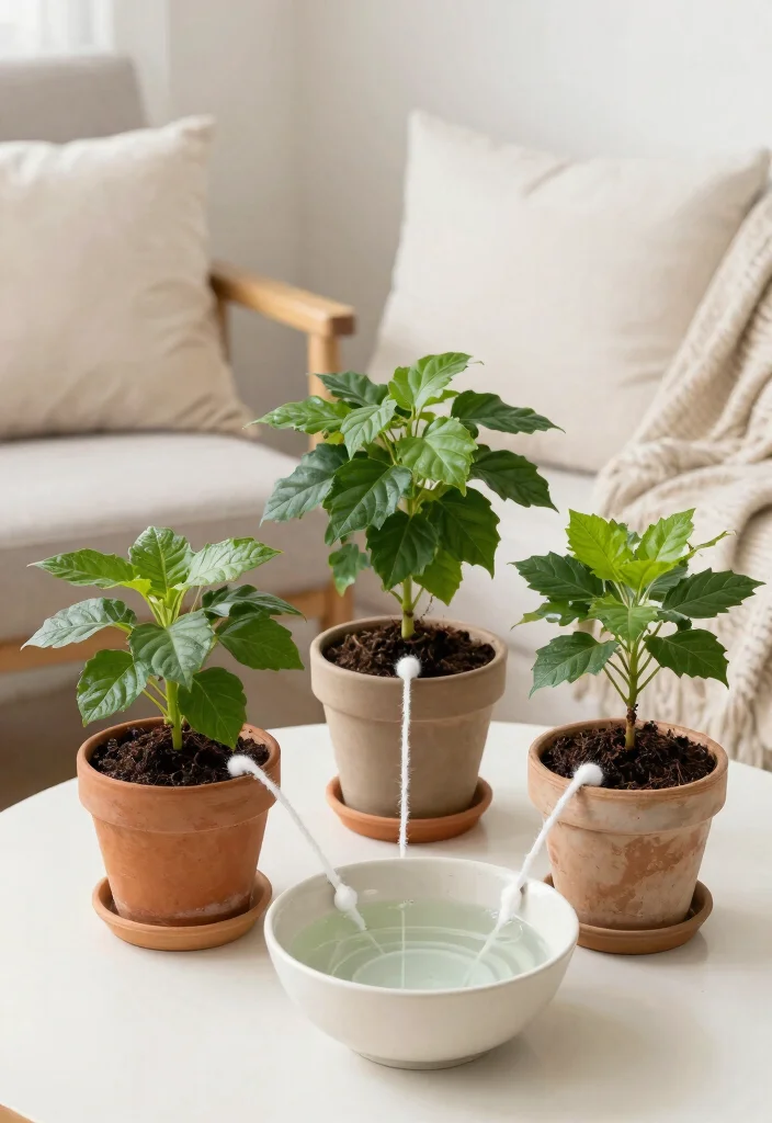 12 Self Watering Planter Ideas That Actually Keep Plants Alive During Travel - 5. Wick Watering Method 1