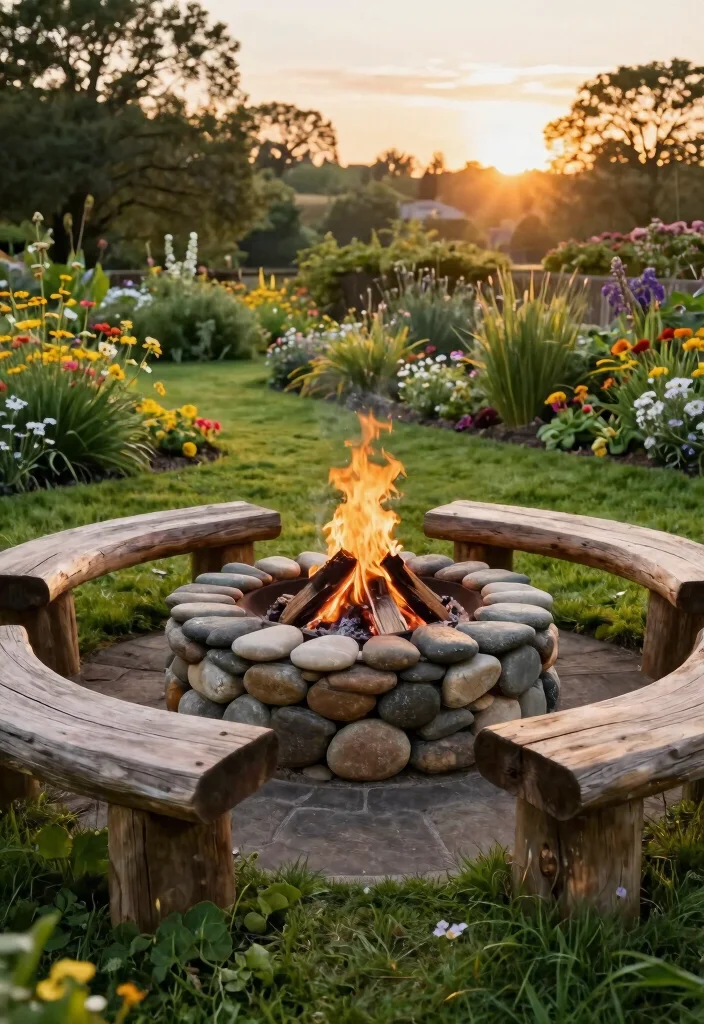 12 Stone Fire Pit Ideas That Don't Need a Full Hardscape Install - 1. Rustic River Stone Fire Pit 1