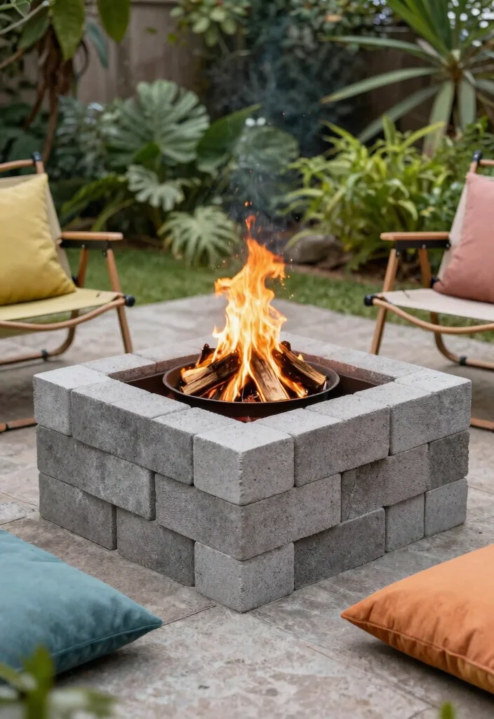 12 Stone Fire Pit Ideas That Don't Need a Full Hardscape Install - 3. DIY Cinder Block Fire Pit 1