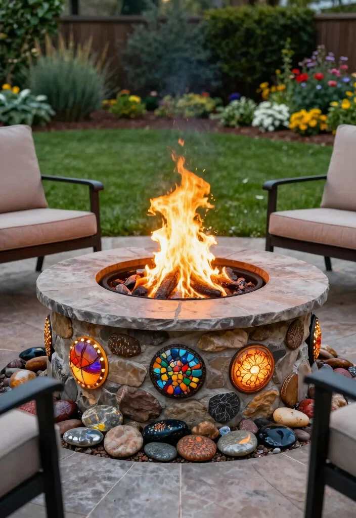 12 Stone Fire Pit Ideas That Don't Need a Full Hardscape Install - 8. Fire Pit with Decorative Stones 1