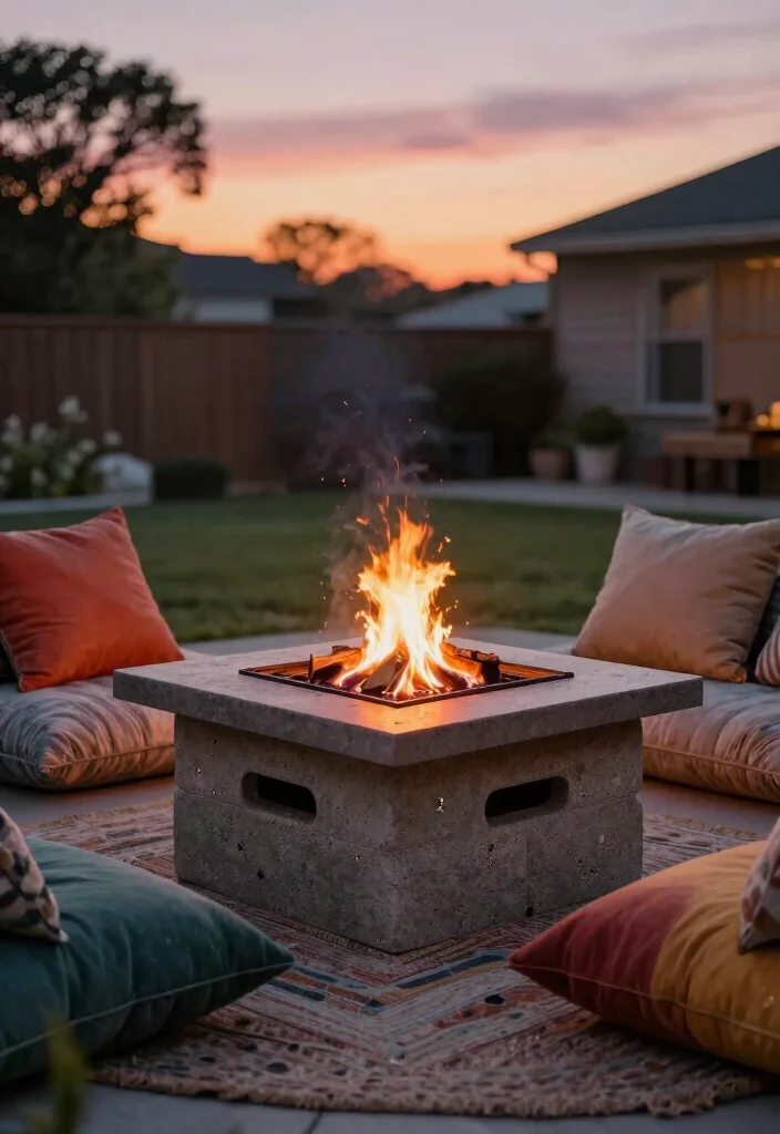 14 Backyard BBQ Ideas: Grill Area Patio Designs That Don't Cost a Fortune - 2. Compact Fire Pit Table 1