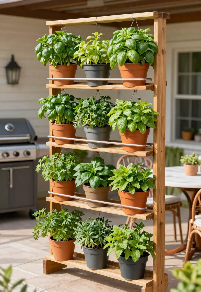 14 Backyard BBQ Ideas: Grill Area Patio Designs That Don't Cost a Fortune - 3. Vertical Herb Garden 1