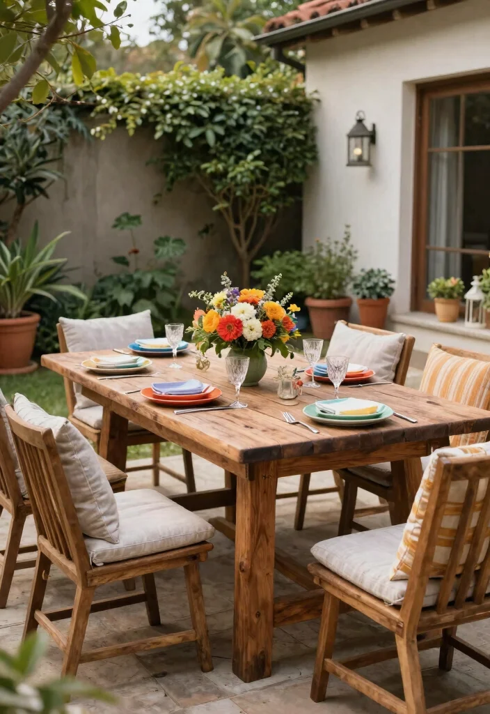 14 Backyard BBQ Ideas: Grill Area Patio Designs That Don't Cost a Fortune - 7. Rustic Wooden Dining Table 1