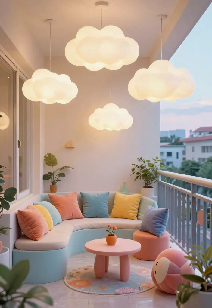 14 Balcony Ceiling Lights That Install Without Hardwiring Required - 10. Cloud Lamp for a Whimsical Touch 1