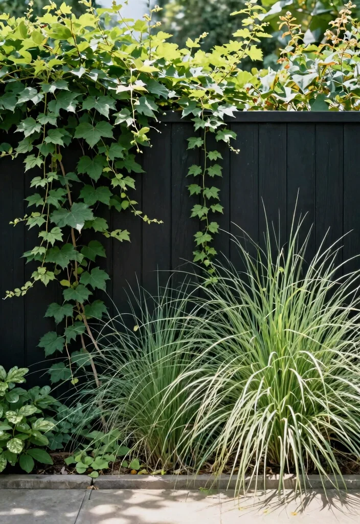 14 Black Fence Garden Ideas That Add Drama Without Overwhelming Plants - 10. Natural Privacy Screens 1
