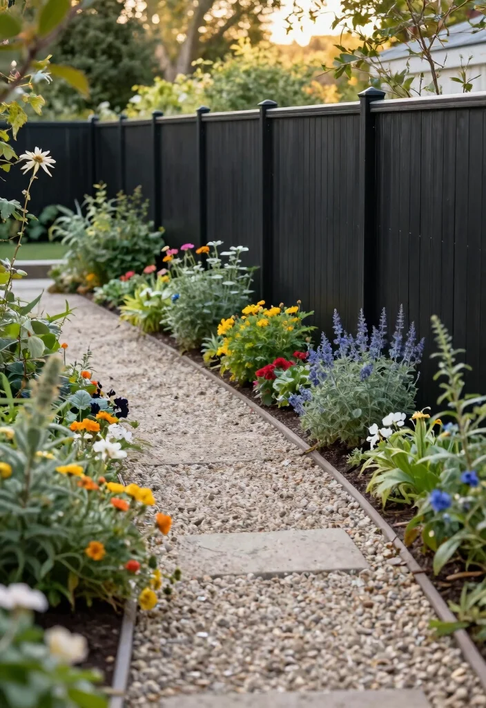 14 Black Fence Garden Ideas That Add Drama Without Overwhelming Plants - 13. Casual Walkways 1