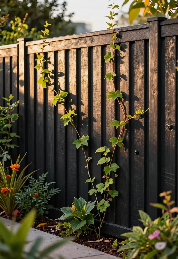 14 Black Fence Garden Ideas That Add Drama Without Overwhelming Plants - 5. Textured Fencing 1