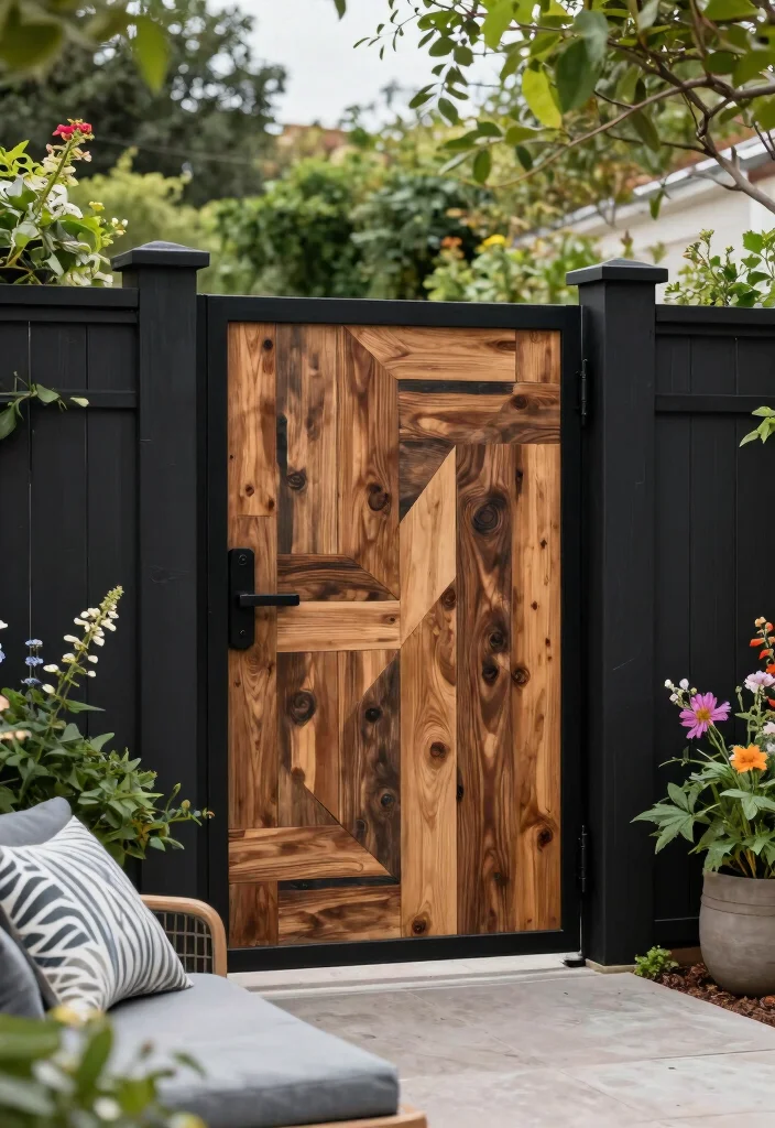 14 Black Fence Garden Ideas That Add Drama Without Overwhelming Plants - 6. Statement Gate 1