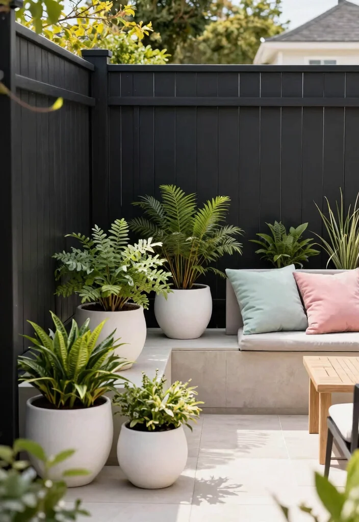 14 Black Fence Garden Ideas That Add Drama Without Overwhelming Plants - 7. Contrast with Light Colors 1