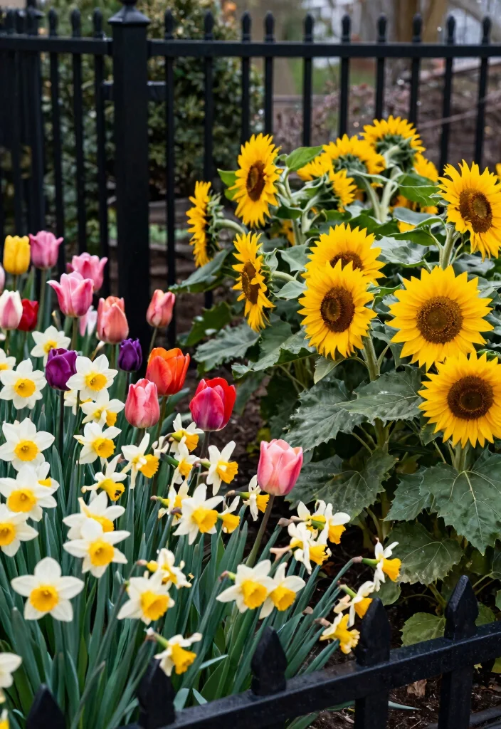 14 Black Fence Garden Ideas That Add Drama Without Overwhelming Plants - 8. Seasonal Color Swaps 1
