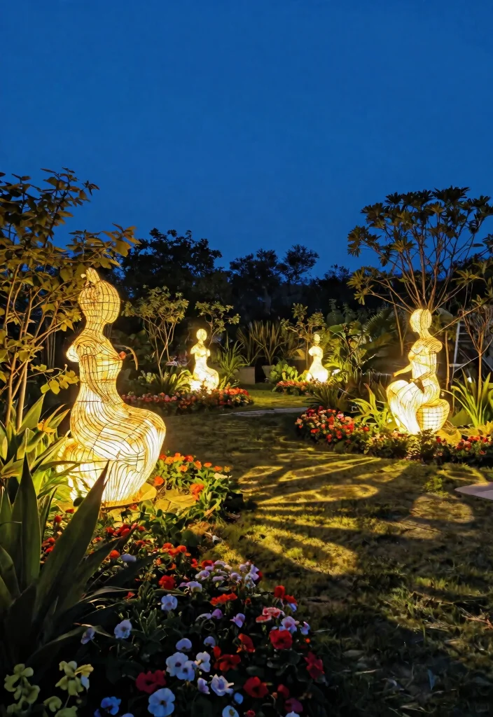 14 Diwali Lighting Ideas Outdoor That Stay Lit All Night - 11. Light-Up Garden Sculptures 1