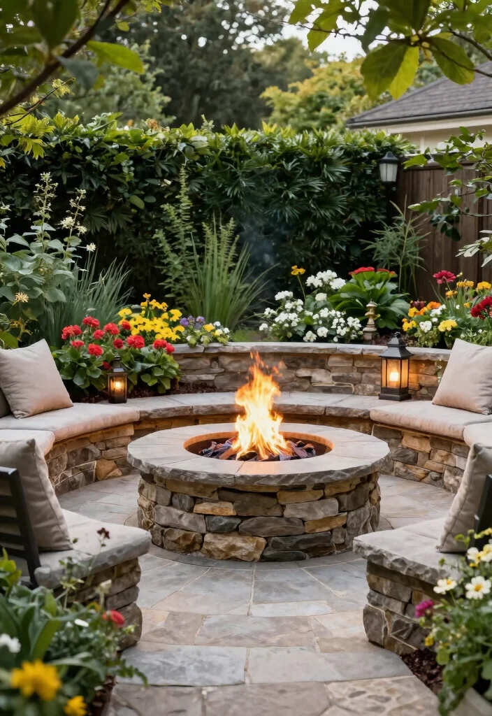 14 Fire Pit Garden Ideas That Keep Smoke Away From the House - 12. Integrated Fire Pit in Landscaping 1