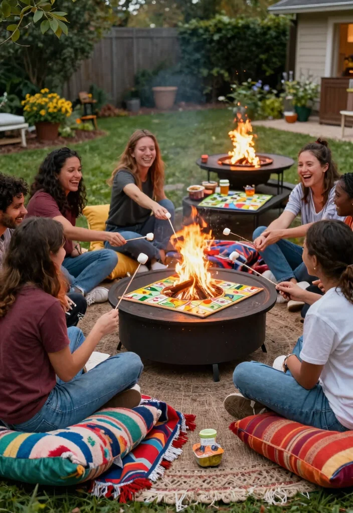 14 Fire Pit Garden Ideas That Keep Smoke Away From the House - 14. Interactive Fire Pit Games 1