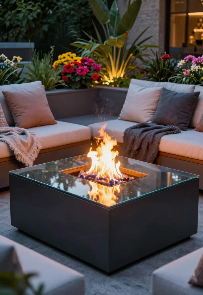 14 Fire Pit Garden Ideas That Keep Smoke Away From the House - 6. Fire Pit with a Reflective Surface 1