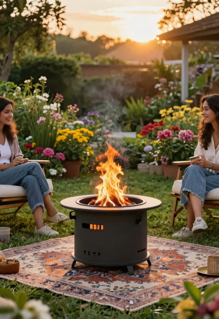 14 Fire Pit Garden Ideas That Keep Smoke Away From the House - 9. Portable Fire Pit for Versatility 1