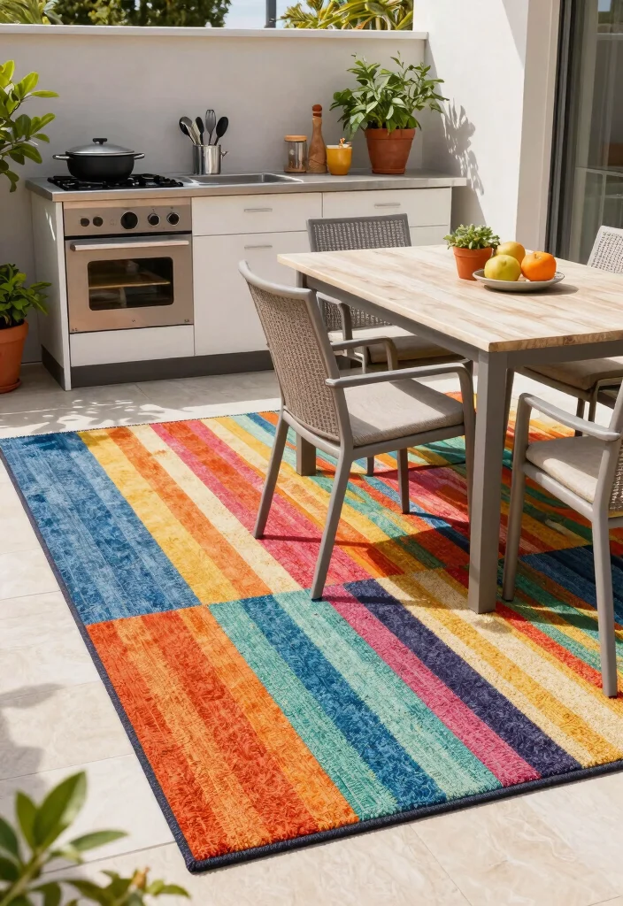14 IKEA Outdoor Kitchen Ideas That Cost Under $1 - 13. Outdoor Rug for Comfort 1