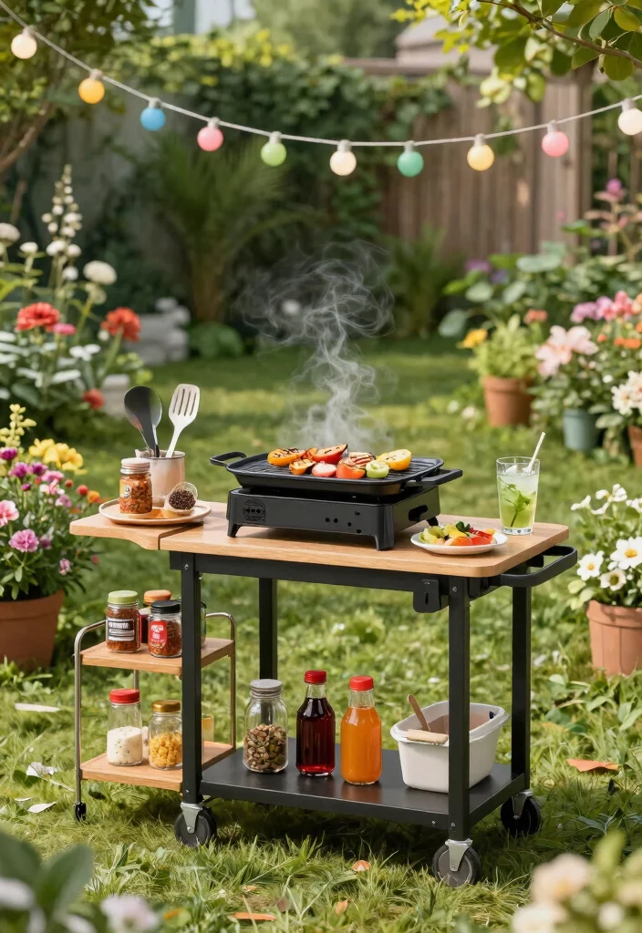 14 IKEA Outdoor Kitchen Ideas That Cost Under $1 - 4. Portable Grill Station 1