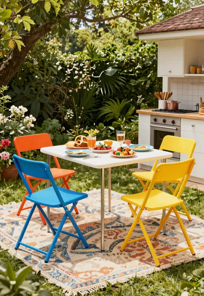 14 IKEA Outdoor Kitchen Ideas That Cost Under $1 - 7. Foldable IKEA Chairs 1