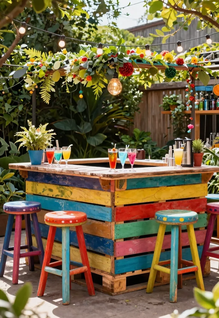 14 IKEA Outdoor Kitchen Ideas That Cost Under $1 - 8. Recycled Pallet Bar 1