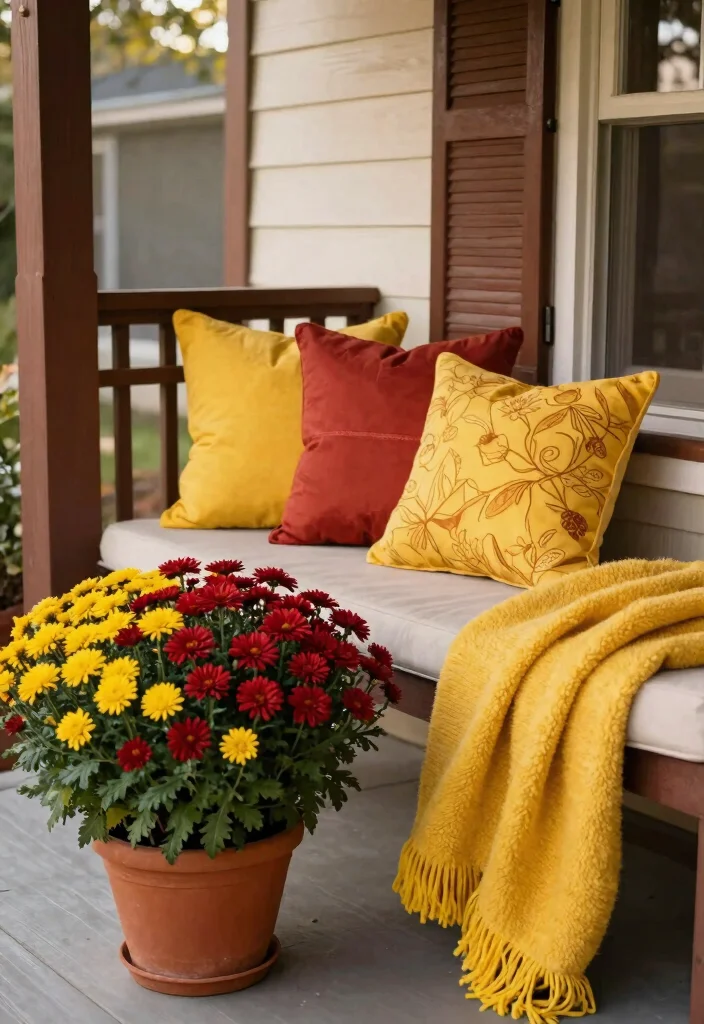 14 Mums Flowers Front Porch Ideas for Bold Fall Color - 6. Color-Coordinated Theme 1
