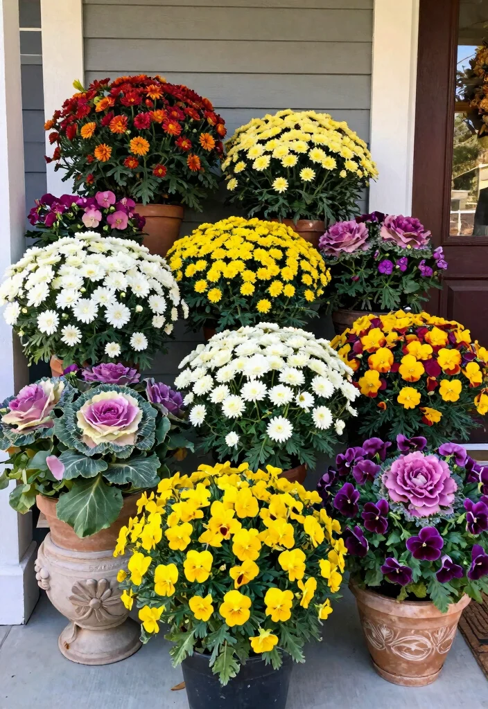 14 Mums Flowers Front Porch Ideas for Bold Fall Color - 7. Mums with Other Seasonal Flowers 1