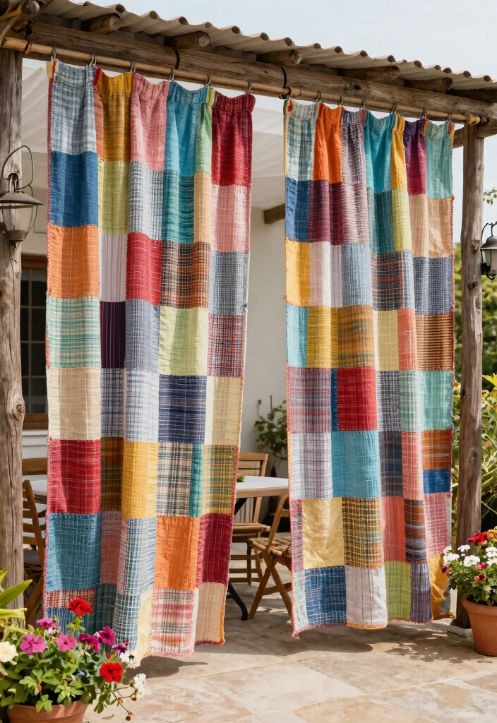 14 Patio Door Curtain Ideas That Block Heat Without Permanent Hardware - 3. Recycled Fabric Curtains for Sustainability 1