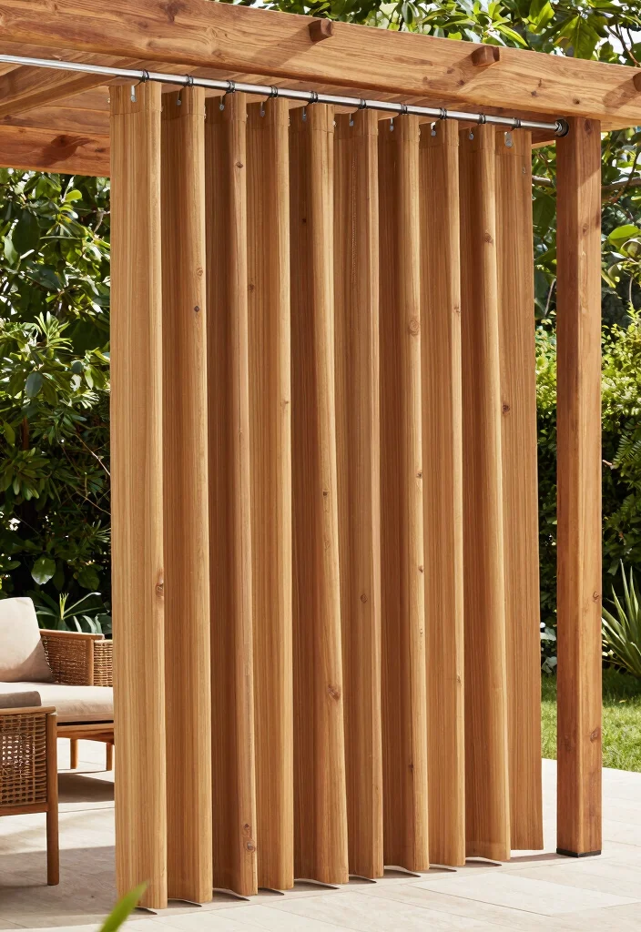 14 Patio Door Curtain Ideas That Block Heat Without Permanent Hardware - 8. Lacquered Wood Slats for a Modern Edge 1