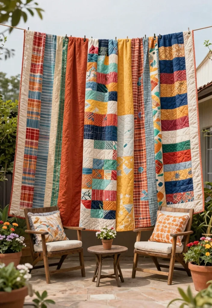 14 Patio Door Curtain Ideas That Block Heat Without Permanent Hardware - 9. Quilted Fabric Panels for Warmth 1