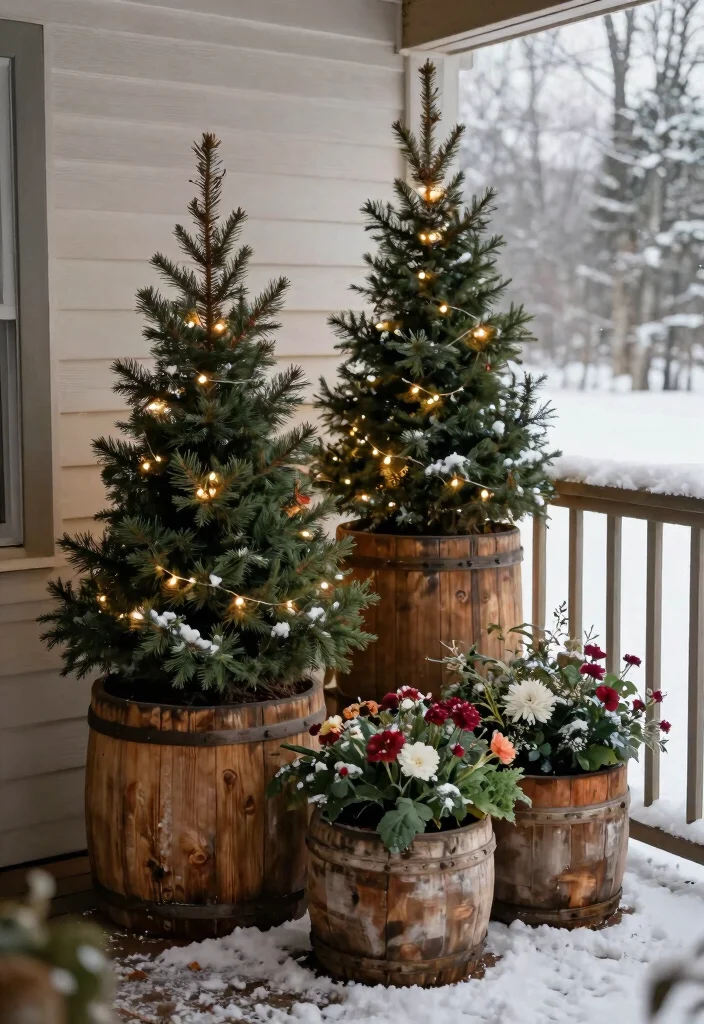 14 Winter Porch Pots That Survive Freeze Without Cracking - 10. Rustic Wooden Containers 1