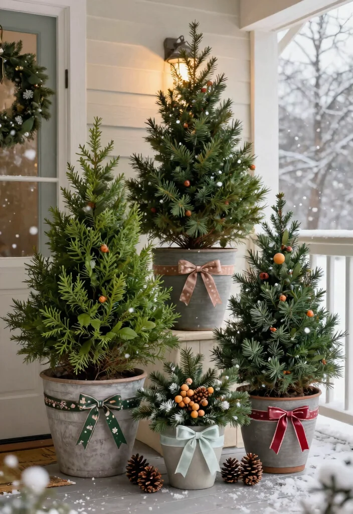 14 Winter Porch Pots That Survive Freeze Without Cracking - 9. Festive Holiday Greens 1