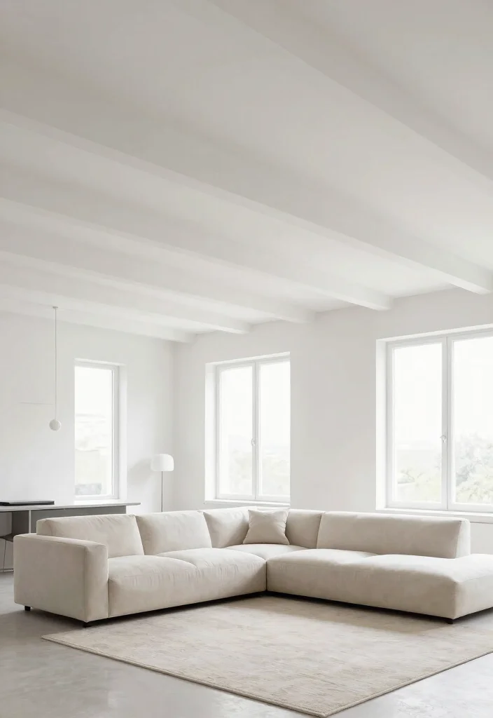 15 Ceiling Beams Living Room Ideas That Hide Ugly Ductwork - 10. Minimalist Beams for Subtle Elegance 1