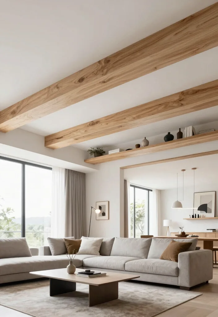 15 Ceiling Beams Living Room Ideas That Hide Ugly Ductwork - 15. Multi-functional Beams 1