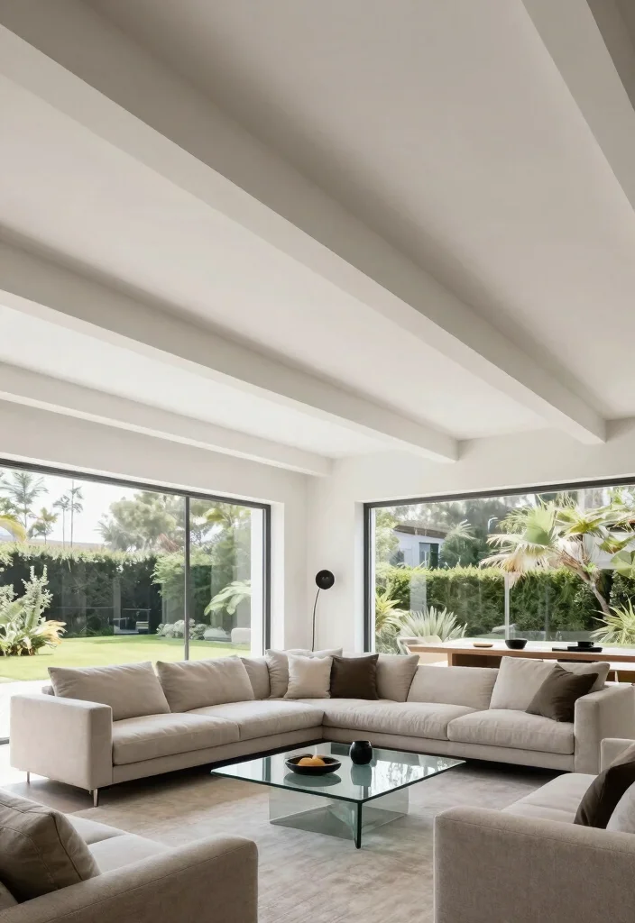 15 Ceiling Beams Living Room Ideas That Hide Ugly Ductwork - 4. Sleek Beams for a Contemporary Look 1