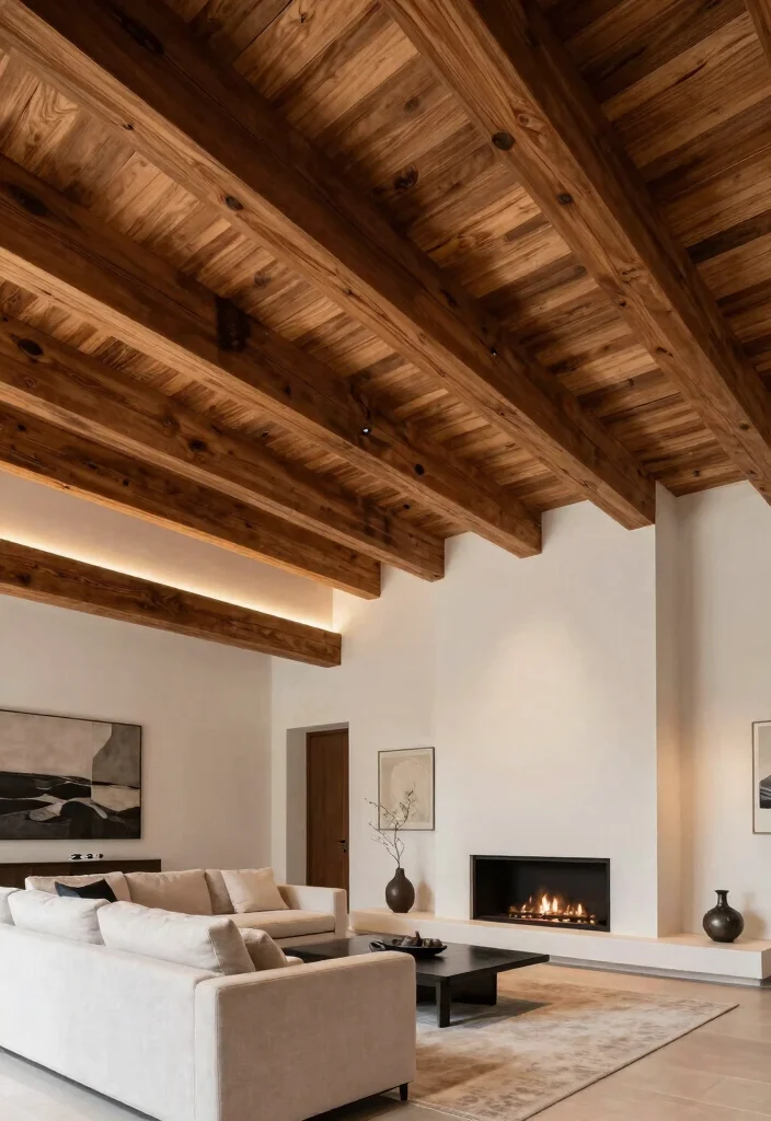 15 Ceiling Beams Living Room Ideas That Hide Ugly Ductwork - 6. Beam Ceilings with Architectural Interest 1