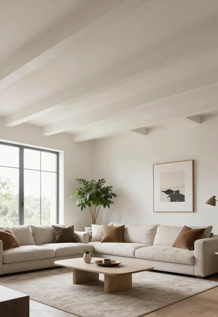 15 Ceiling Beams Living Room Ideas That Hide Ugly Ductwork - 7. Floating Beams for an Airy Feel 1