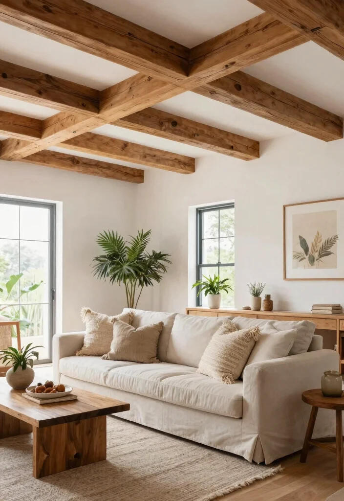 15 Ceiling Beams Living Room Ideas That Hide Ugly Ductwork - 8. Beams with Natural Finishes 1