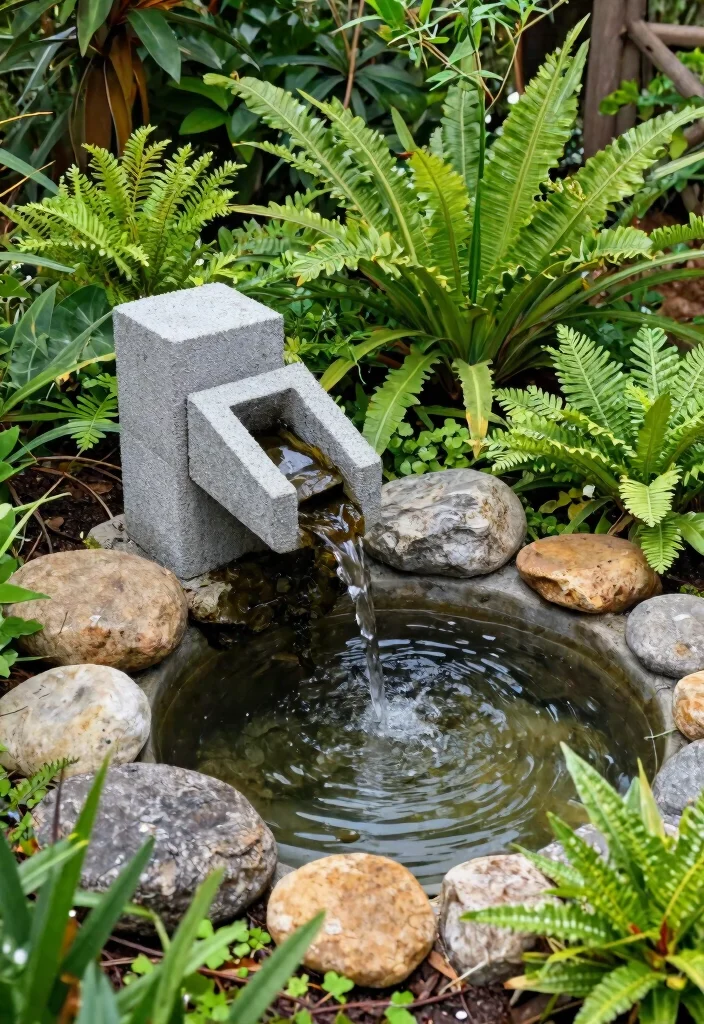 15 Cinderblock Raised Garden Bed Ideas That Cost Under $50 - 11. Eco-Friendly Water Feature 1
