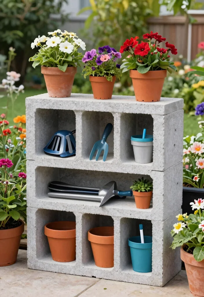 15 Cinderblock Raised Garden Bed Ideas That Cost Under $50 - 13. Cinderblock Storage Unit 1