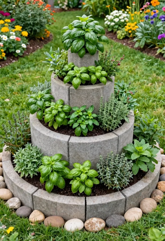 15 Cinderblock Raised Garden Bed Ideas That Cost Under $50 - 2. Herb Spiral Garden 1