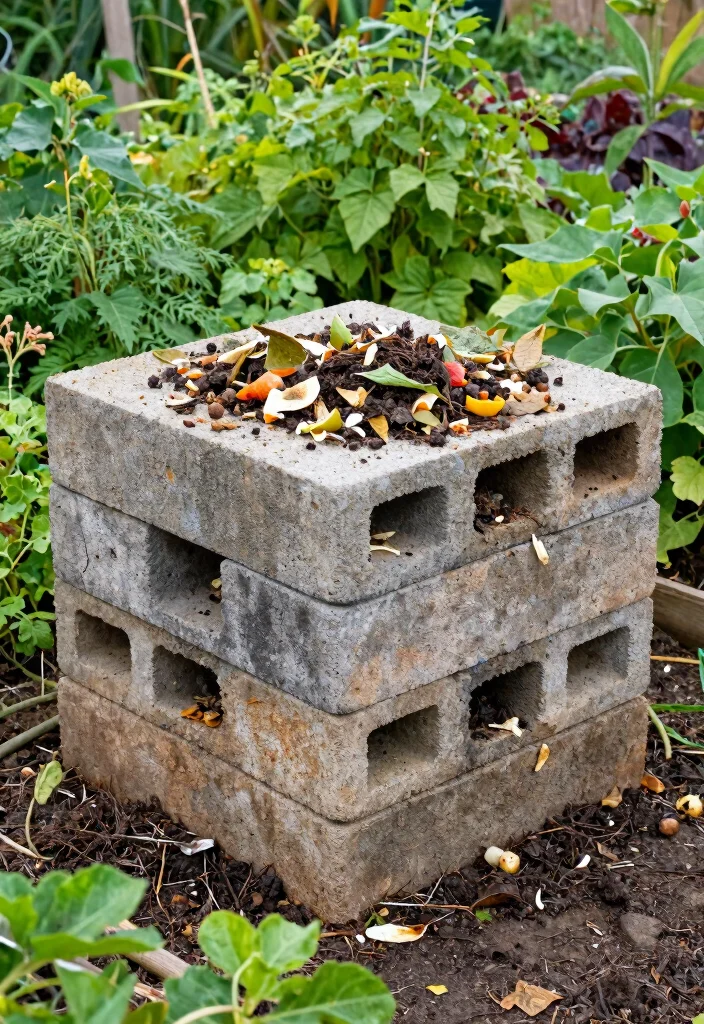 15 Cinderblock Raised Garden Bed Ideas That Cost Under $50 - 6. Cinderblock Compost Bin 1