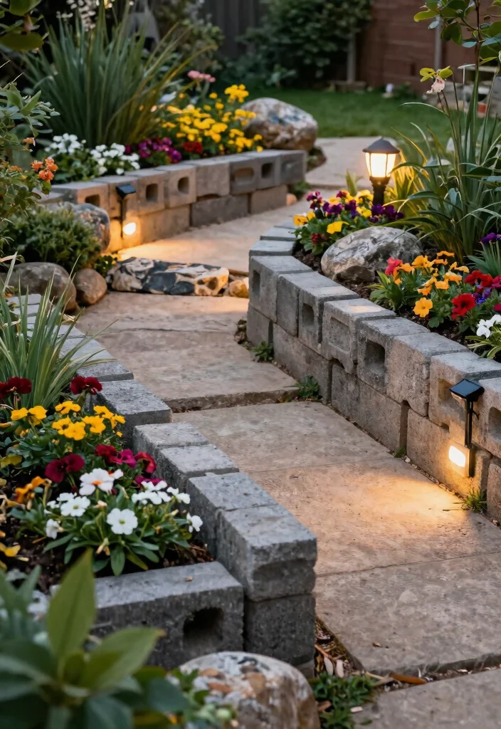 15 Cinderblock Raised Garden Bed Ideas That Cost Under $50 - 7. Decorative Garden Edging 1