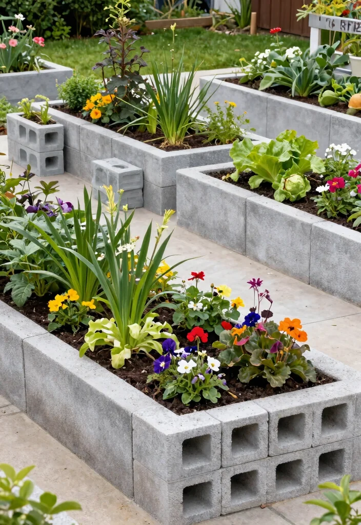 15 Cinderblock Raised Garden Bed Ideas That Cost Under $50 - 8. Modular Planting System 1
