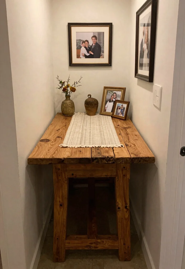 15 Farmhouse Entry Table Ideas That Fit Narrow Hallways and Small Foyers - 14. Reclaimed Wood Table 1