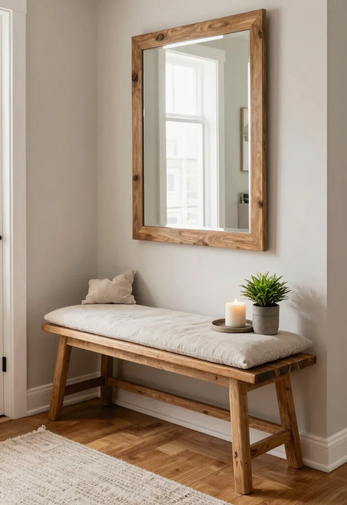 15 Farmhouse Entry Table Ideas That Fit Narrow Hallways and Small Foyers - 5. Bench Table Combo 1