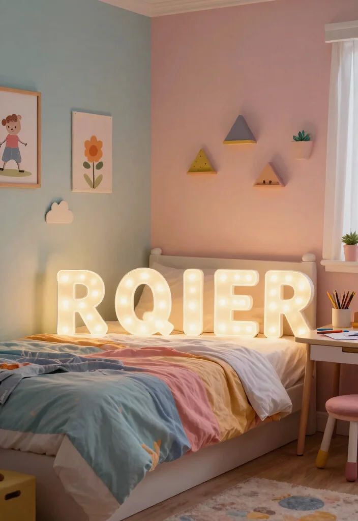 15 Kids Room Lighting Ceiling Ideas That Actually Stay Clean - 11. Personalized Name Lights 1