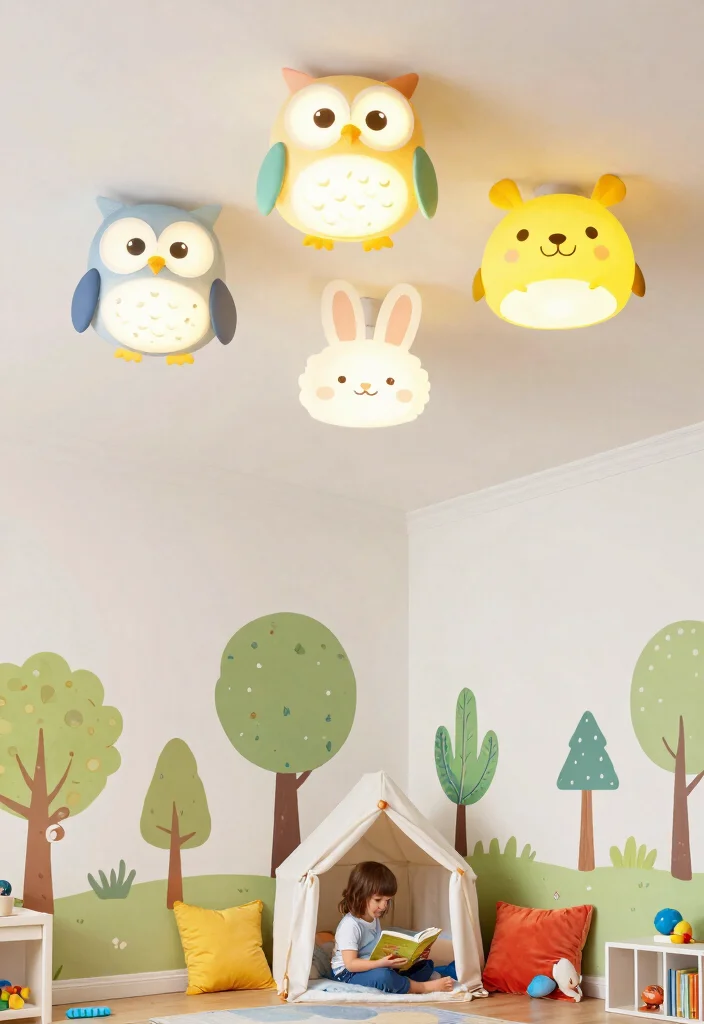 15 Kids Room Lighting Ceiling Ideas That Actually Stay Clean - 4. Playful Animal Figures 1