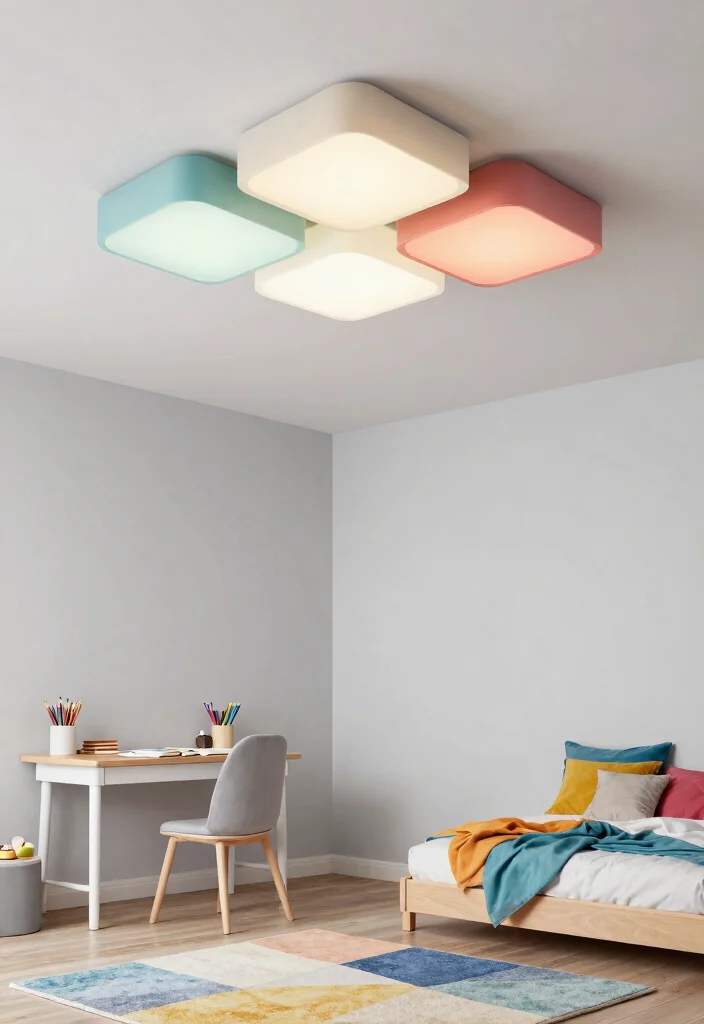 15 Kids Room Lighting Ceiling Ideas That Actually Stay Clean - 5. Geometric Shapes 1